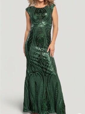 Baltic Born Dark Emerald Sequined Maxi Gown